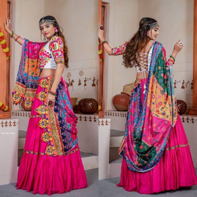 Family Combo Pink Three Tal Traditional Lahenga Choli for Dandiya Ras