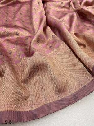 Fancy Banarasi Soft Silk Peach Golden Zari Weaving Saree