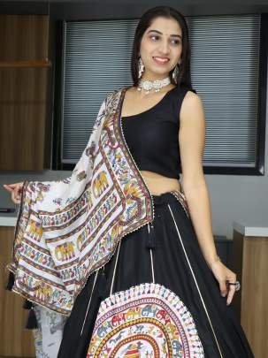 Fancy Black Patch Work Chaniya Choli For Women
