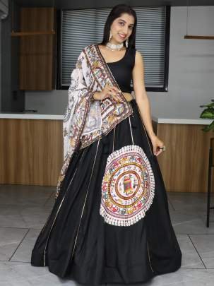 Fancy Black Patch Work Chaniya Choli For Women