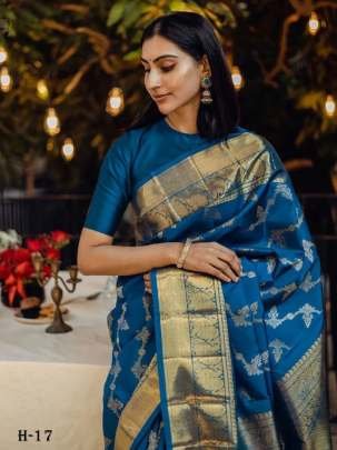 Fancy Blue Banarasi Silk Golden Zari Weaving Sarees