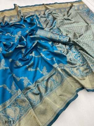 Fancy Blue Banarasi Silk Golden Zari Weaving Sarees