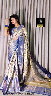 Fancy Blue  Handloom Weaving Pure Kanjivaram Silk  saree