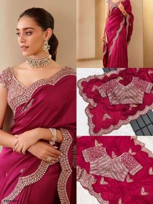 Fancy Designer Red Vichitra Silk Saree