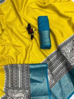 Fancy Dola Silk Jacquard Border Yellow Saree