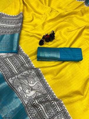 Fancy Dola Silk Jacquard Border Yellow Saree