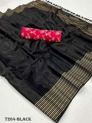 Fancy Hand loom Weaving  Black Pure Viscose Saree