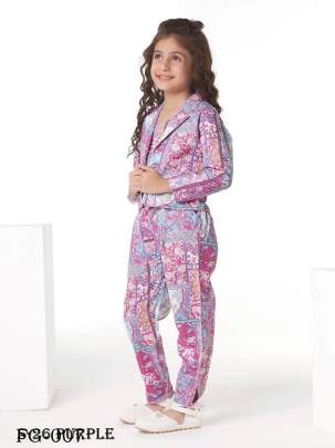 Fancy Party Wear Kids Crop Top And Pant With Blazer