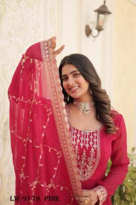 Fancy Pink Embroidery Gown With Dupatta