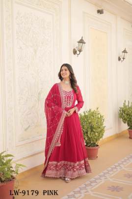 Fancy Pink Embroidery Gown With Dupatta