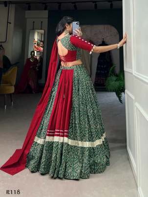 Fancy Printed Pure Cotton Lehenga Choli With Kodi