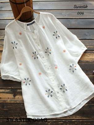 Fancy reyon embroidered work shot top for women