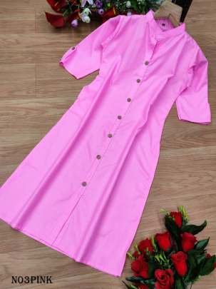 Fancy Rubi Cotton Kurti With Pocket and Wooden Button