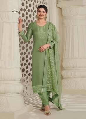 Fancy Satin Silk Embroidery Suit Pariniti Catalog From Fab Funda