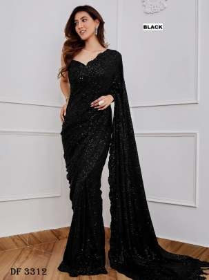 Fancy Georgette Sequence Design Black Saree