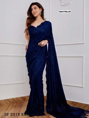 Fancy Sequence Design Navy Blue Saree