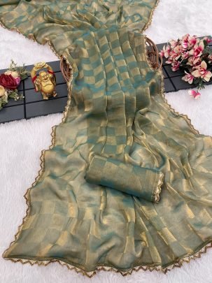 Fancy Space Silk Green Shaded Saree