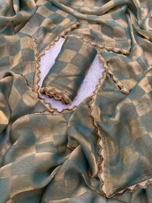 Fancy Space Silk Green Shaded Saree