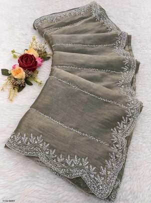 Fashion s Wear Grey Zimmy Choo Handwork Saree