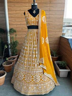 Faux Georgette Light Orange Lehenga Choli with Dupatta