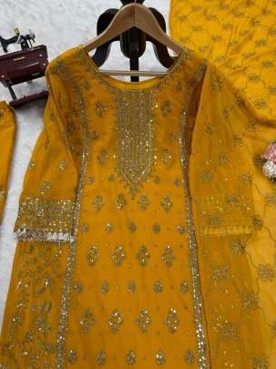 Faux Georgette Palazzo Set With Thread With Sequence Work