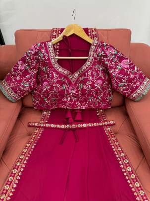 Faux Georgette Red Sequence work Saree With Kamar Belt