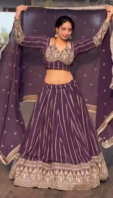 Faux Georgette Sequence Work Embroidered Lehenga Choli