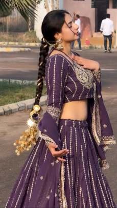 Faux Georgette Sequence Work Embroidered Lehenga Choli