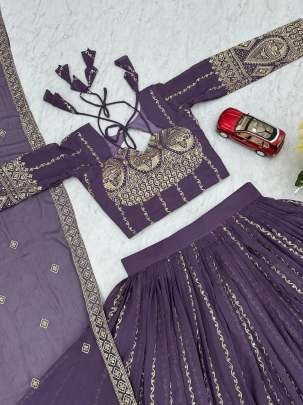 Faux Georgette Sequence Work Embroidered Lehenga Choli