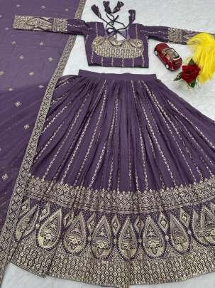 Faux Georgette Sequence Work Embroidered Lehenga Choli
