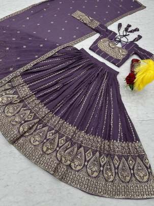 Faux Georgette Sequence Work Embroidered Lehenga Choli