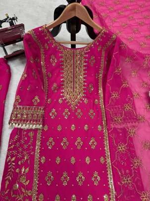 Faux Georgette Top Palazzo Dupatta With Sequence Work