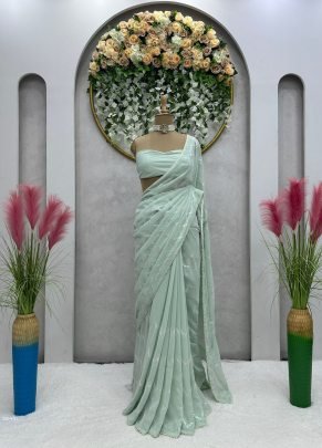 Faux Georgette with Sequnce work Designer Saree