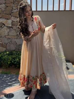 Festival Wear Readymade Silk Gown With Thread And Sequince Work