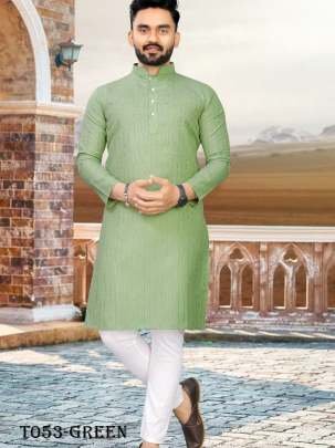 New Collection Cotton Fabric Sea Green Kurta With Pajama Set