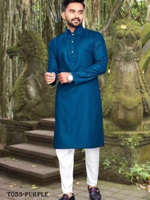 Festivals Special Cotton Fabric Rama Kurta With Pajama