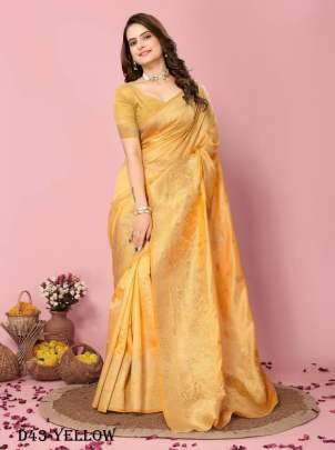 Festive Soft Dola Silk Yellow Color Saree with Detailed Embroidery