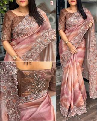 Festive Wear Brown Cotton Silk Saree