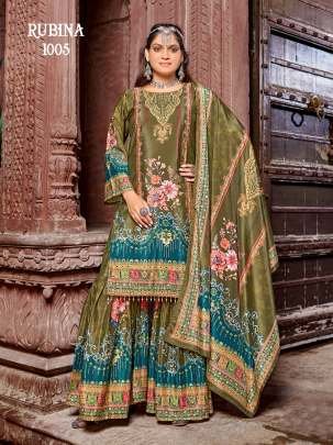Festive Wear  Mehendi Colour Top,Sharara With Dupatta Set