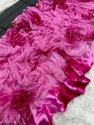 Festive Wear Tie dye Viscose Rani Pink Saree