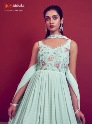 Flory Vol 41 Exclusive Sky Blue Embroidered Stitched Long Gown-4974