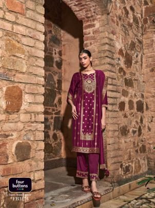 Four Buttons Naqashi Vol 2 Designer Kurtis With Bottom Dupatta