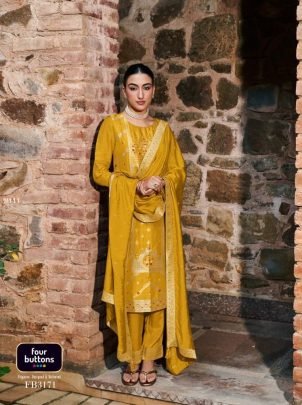 Four Buttons Naqashi Vol 2 Designer Kurtis With Bottom Dupatta