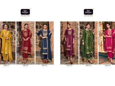 Four Buttons Naqashi Vol 2 Designer Kurtis With Bottom Dupatta