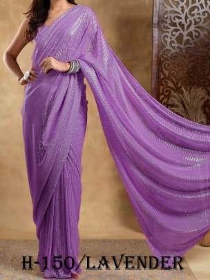 Foux Gorgette Lavender Saree With Sequins Work Blouse