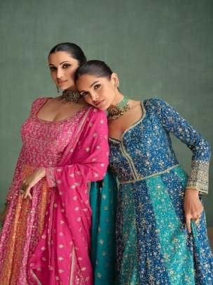 Full Embroidered Work Hot Pink Gown With Dupatta