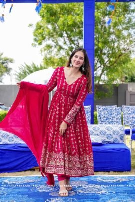 full heavy embroidery top bottom and dupatta set fully stitched by fab funda