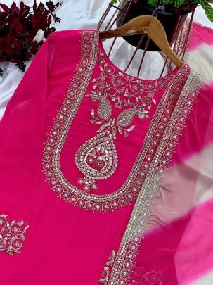 Fully Stitched Georgette Top-Bottom And Dupatta