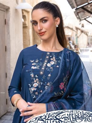 Gazal Vol 5  Blue Fancy Kurti With Bottom Dupatta