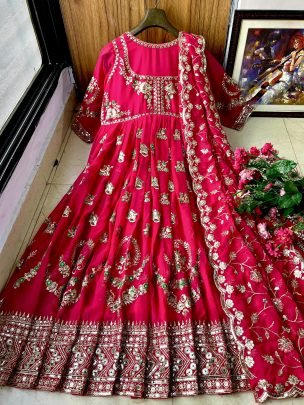 Georgette Anarkali Gown With Elegant Dupatta